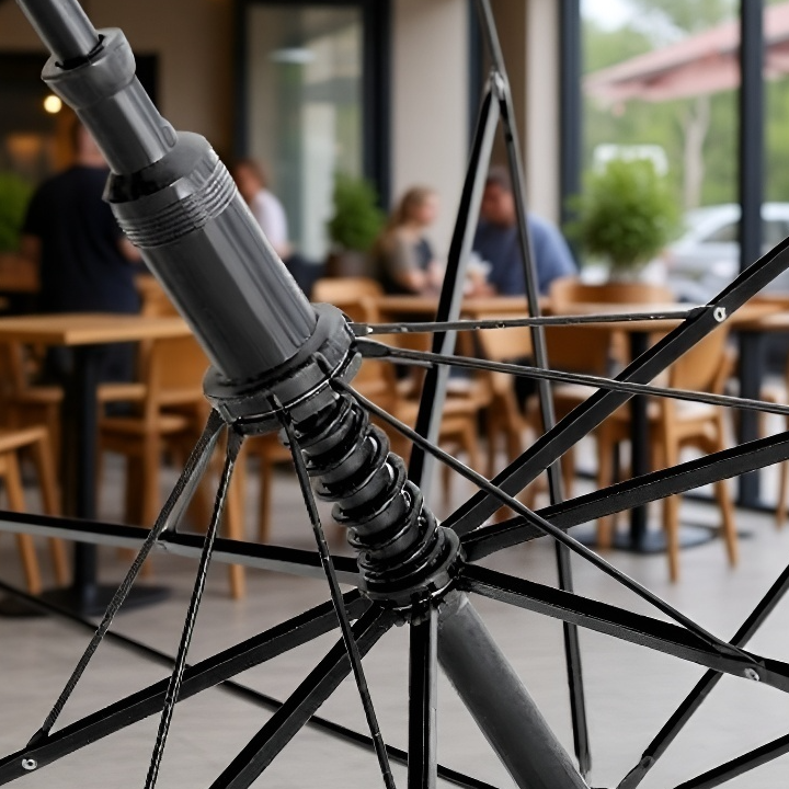 Stylish transparent umbrella showcasing its see-through canopy