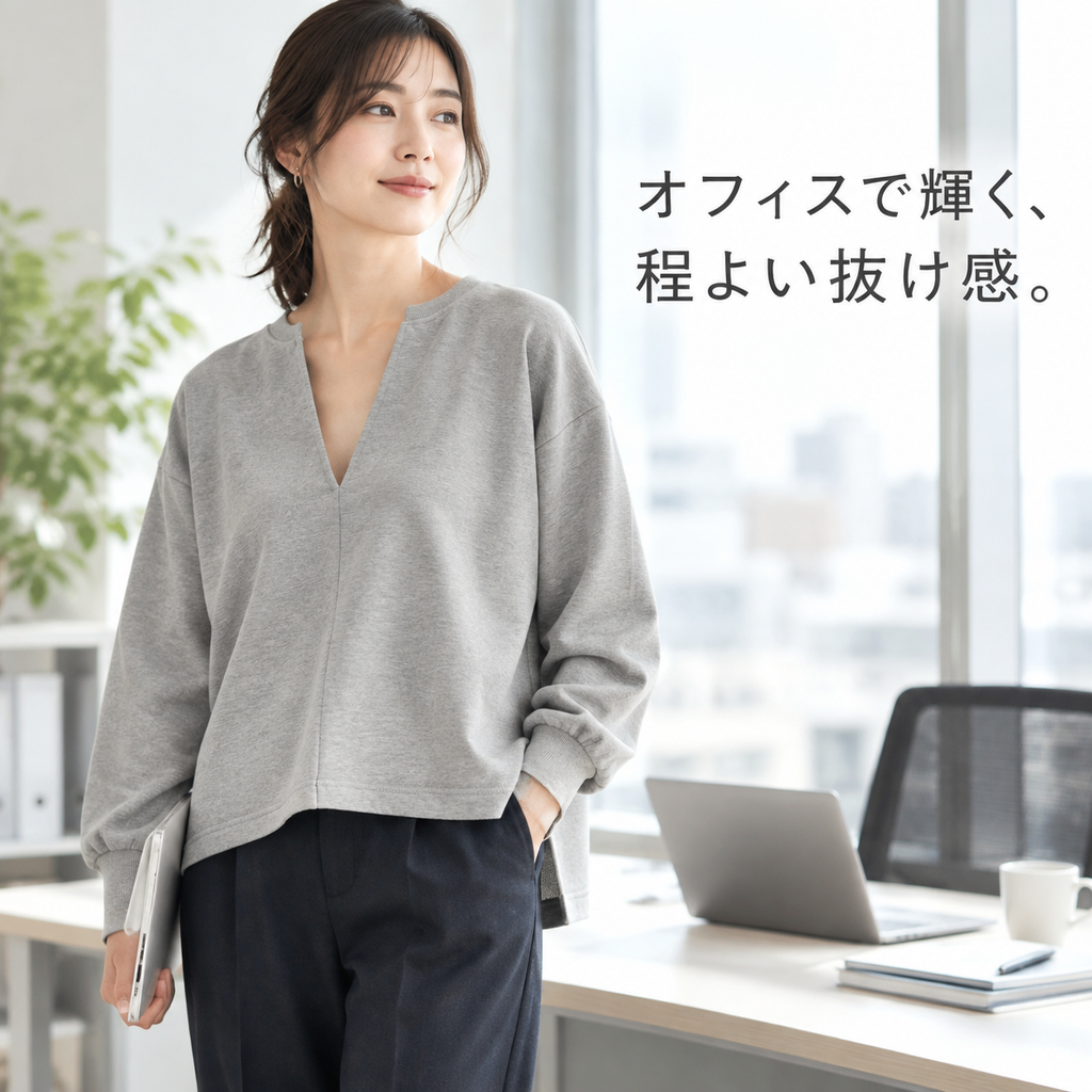 レディース春秋冬日本風Vネックカジュアルスウェット