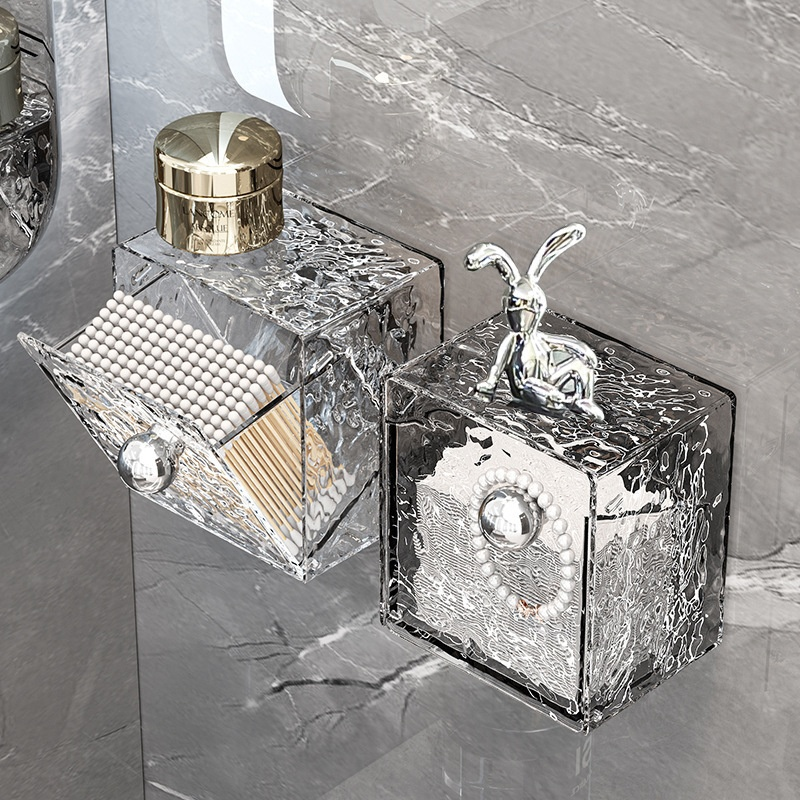 衛浴化妝棉收納壁掛翻蓋棉花棒盒