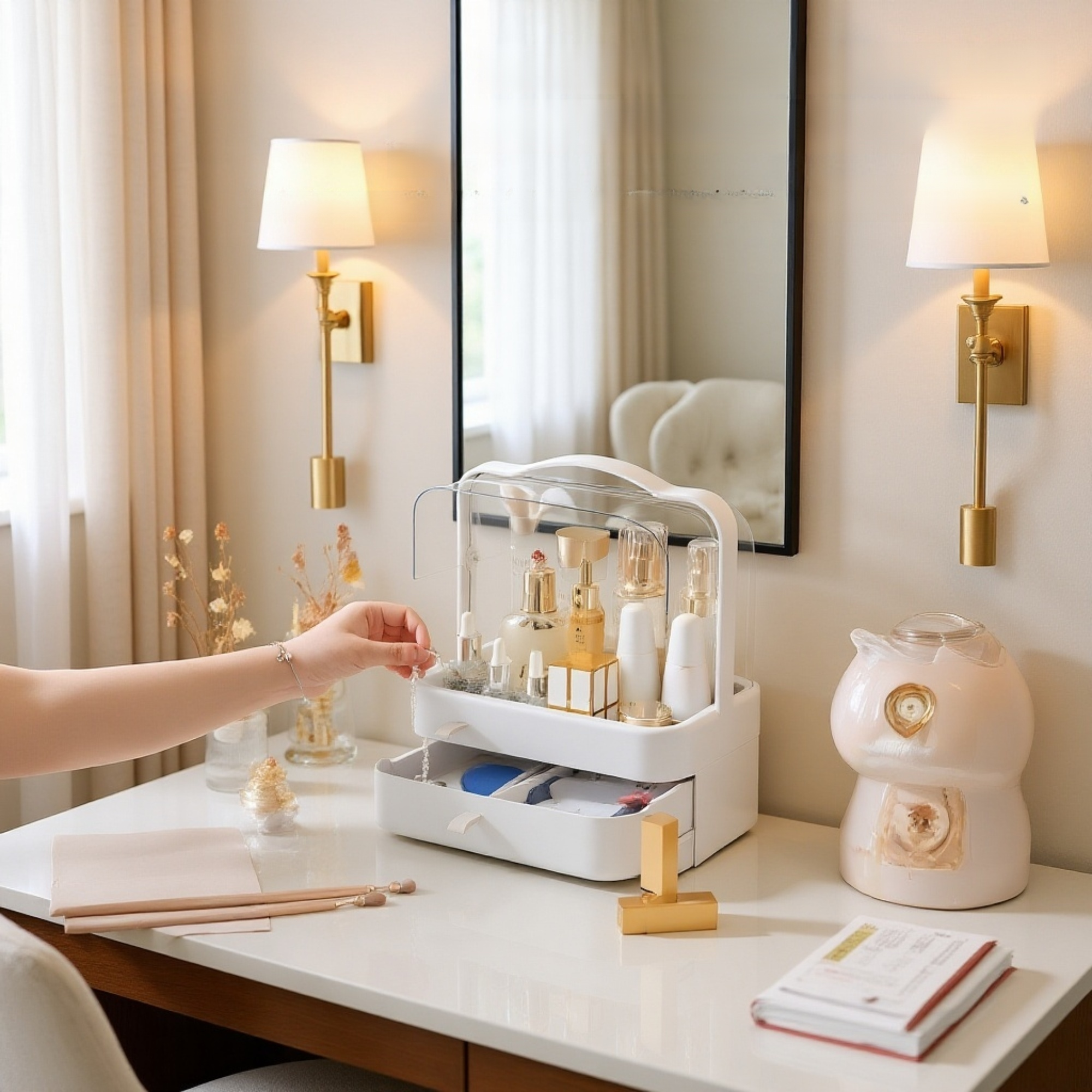 透明デザインの化粧品収納ボックス