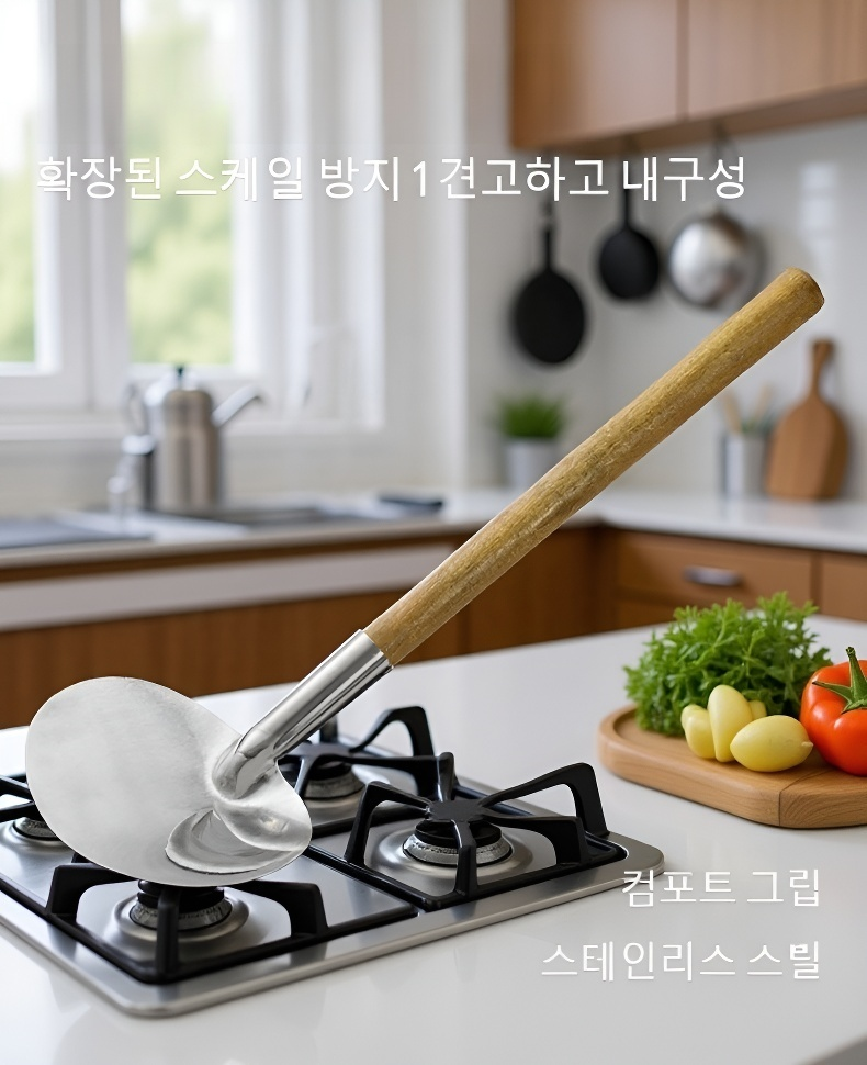 논스틱 기능으로 음식이 달라붙지 않는 프라이팬 스패출러