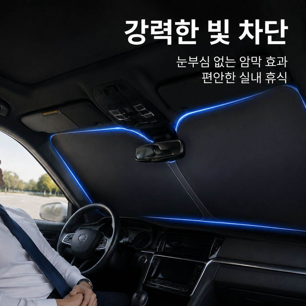 여름철 자동차 앞유리 햇빛 차단 방열 커버