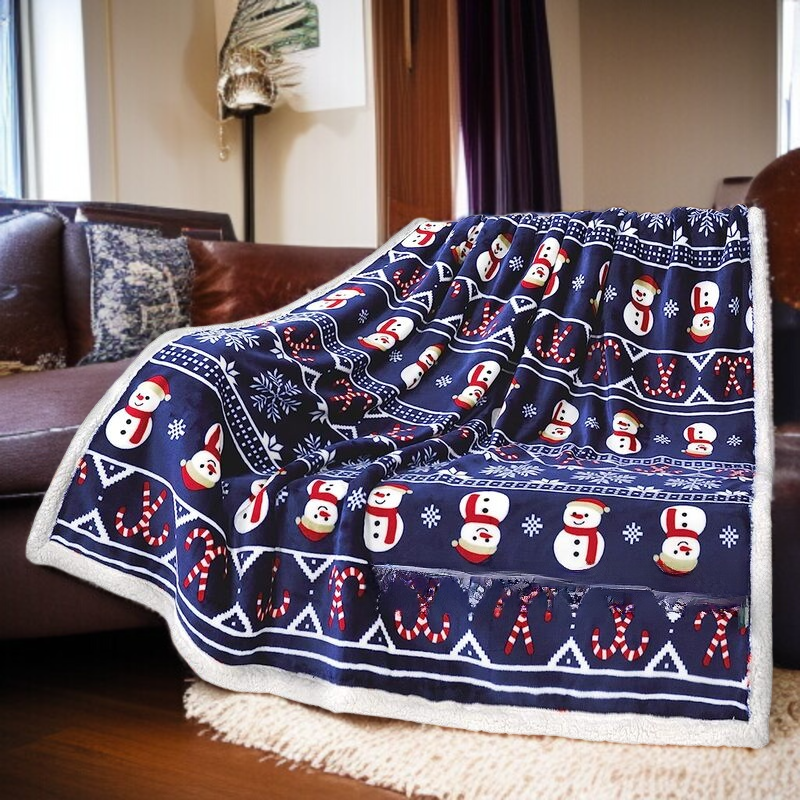 크리스마스 눈사람 소파 커버 담요 이중으로 도톰한 프린트 침실 크리스마스 엘크 소파 커버 담요