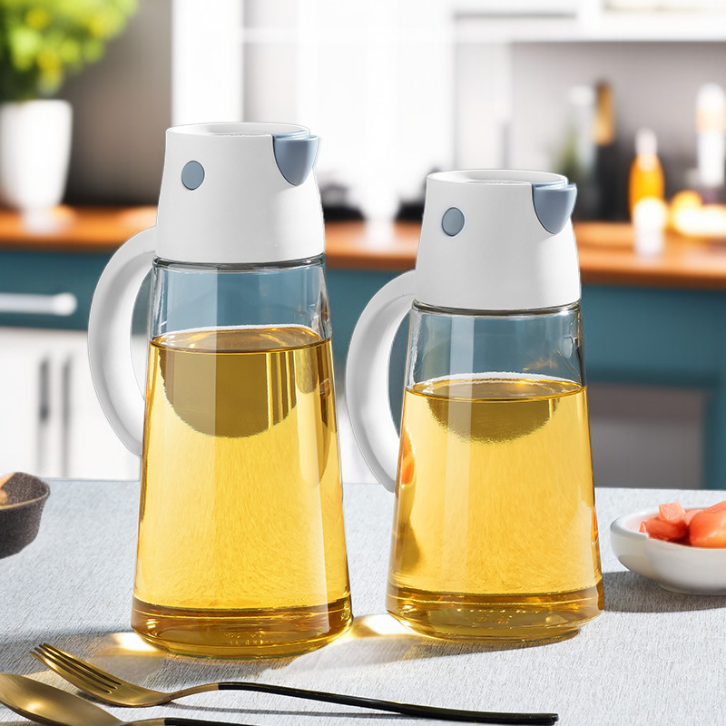 自動開閉ガラスオイルボトル キッチン家庭用容器 防水大型調味料ソース酢ビン