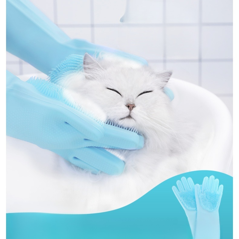 Pet bath brush massage gloves