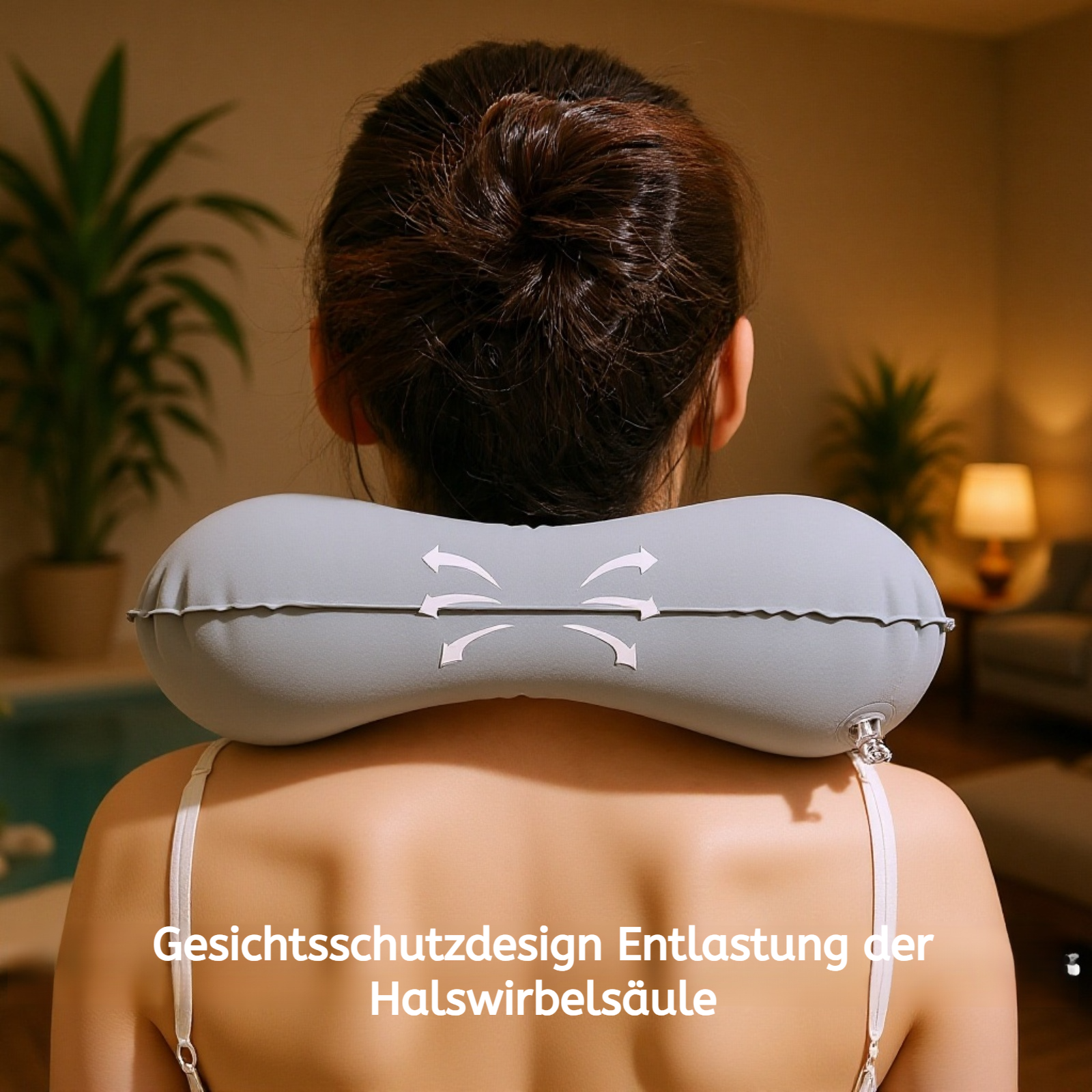 Aufblasbares U-förmiges Reisekissen mit Pumpe