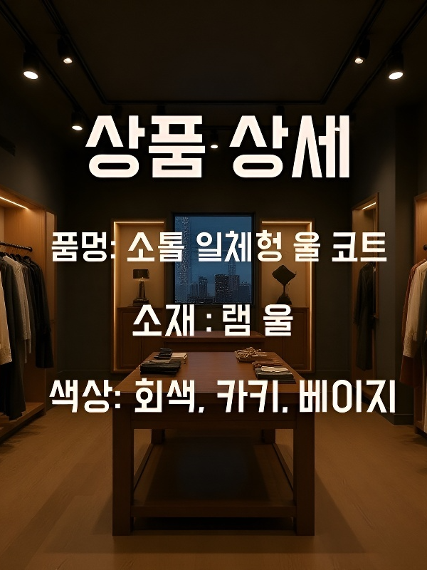 허본풍 말라드 스카프 일체형 울 코트