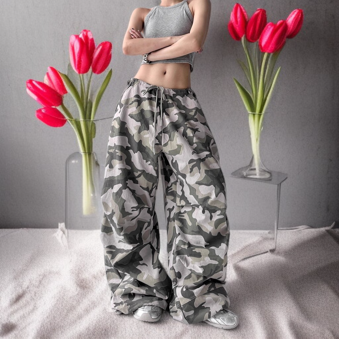 Pantalones de trabajo amplios, tiro alto, estilo americano para exteriores