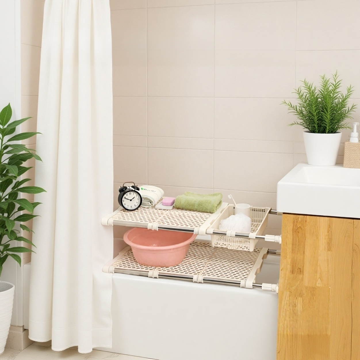 免钉伸缩宿舍置物架隔断分隔板