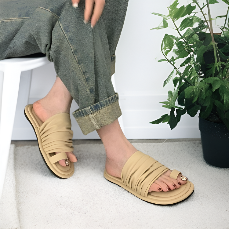 女性用カジュアルフラットふんわり感トーシューズ夏用サンダル