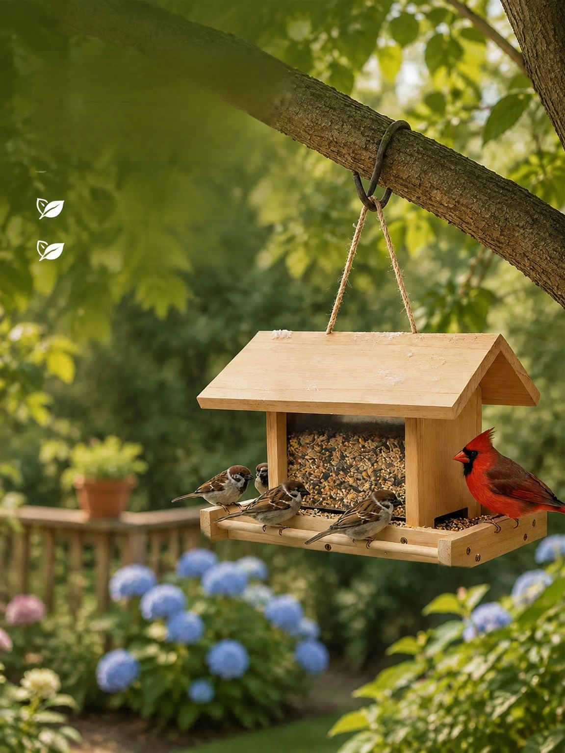 Neues Vogelhäuschen aus Holz, hängender Schmuck aus Kiefernholz, im Villenstil, Kunsthandwerk für de
