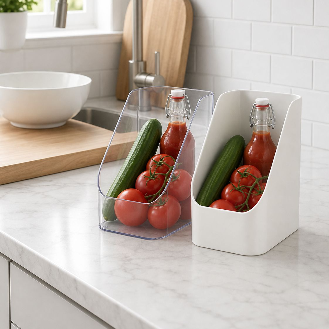 Multi-functional Plastic Vegetable Storage Box Desktop Organizer