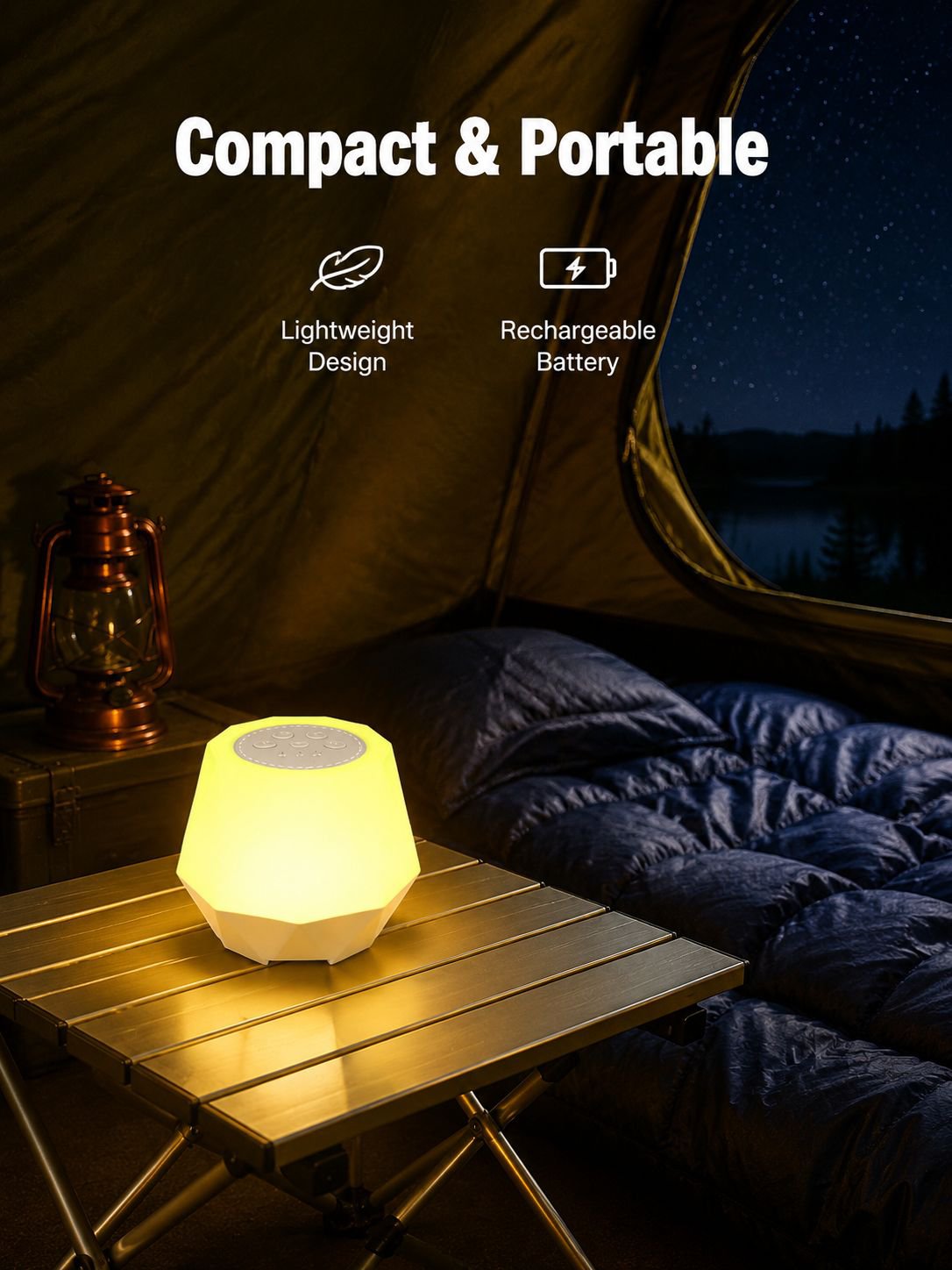 Portable Rechargeable White Noise Sleep Lamp, Timer Night Light, Nighttime Soothing Sleep Aid