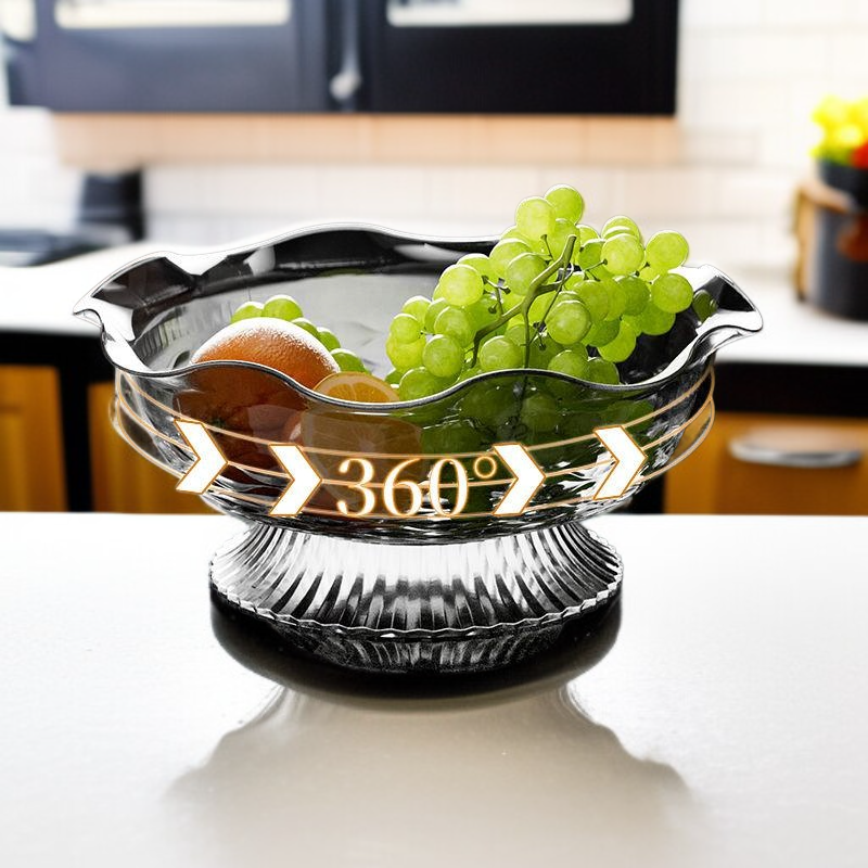 Light Luxury Rotating High-Foot Fruit Plate for Living Room Coffee Table