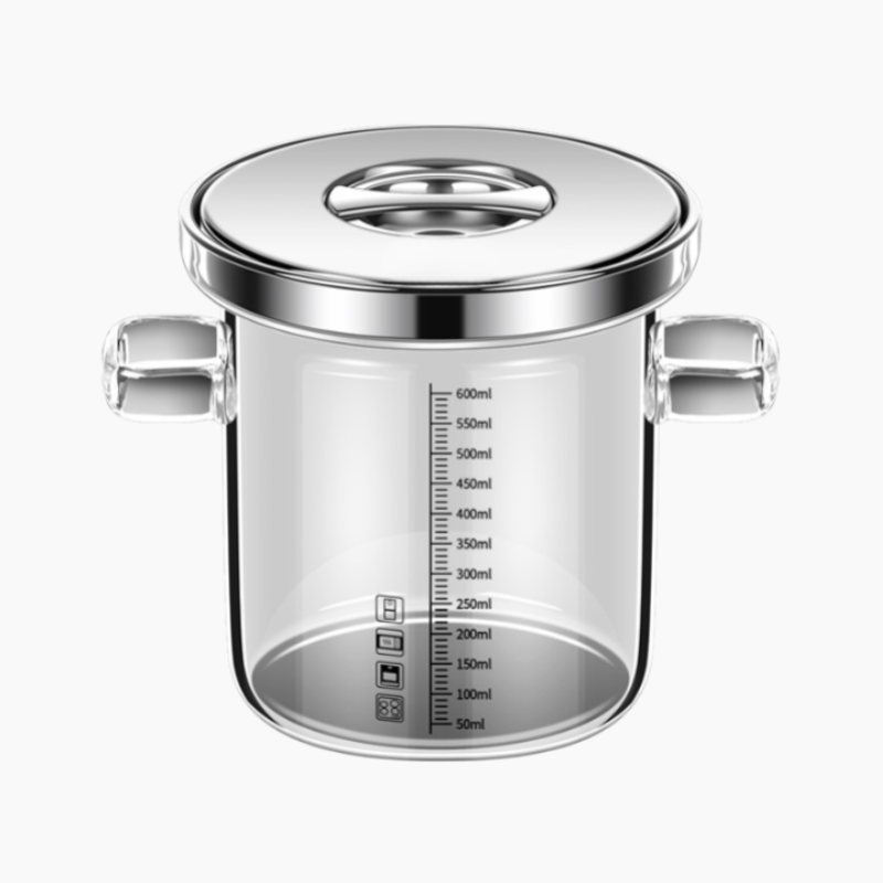 Kleiner Glas-Kochtopf für den Hausgebrauch