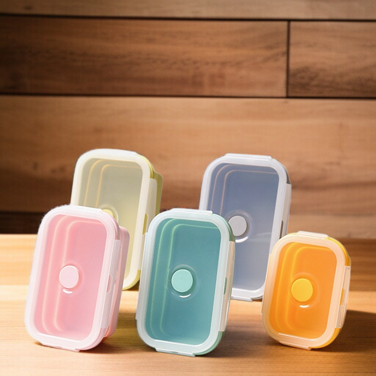 可微波爐加熱矽膠折疊飯盒