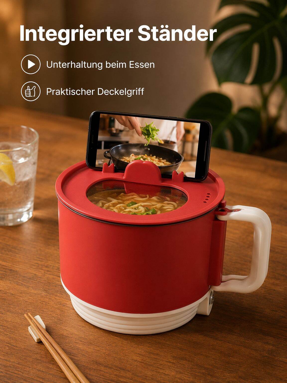 Multifunktions-Klapp-Elektrokochtopf mit Ständer