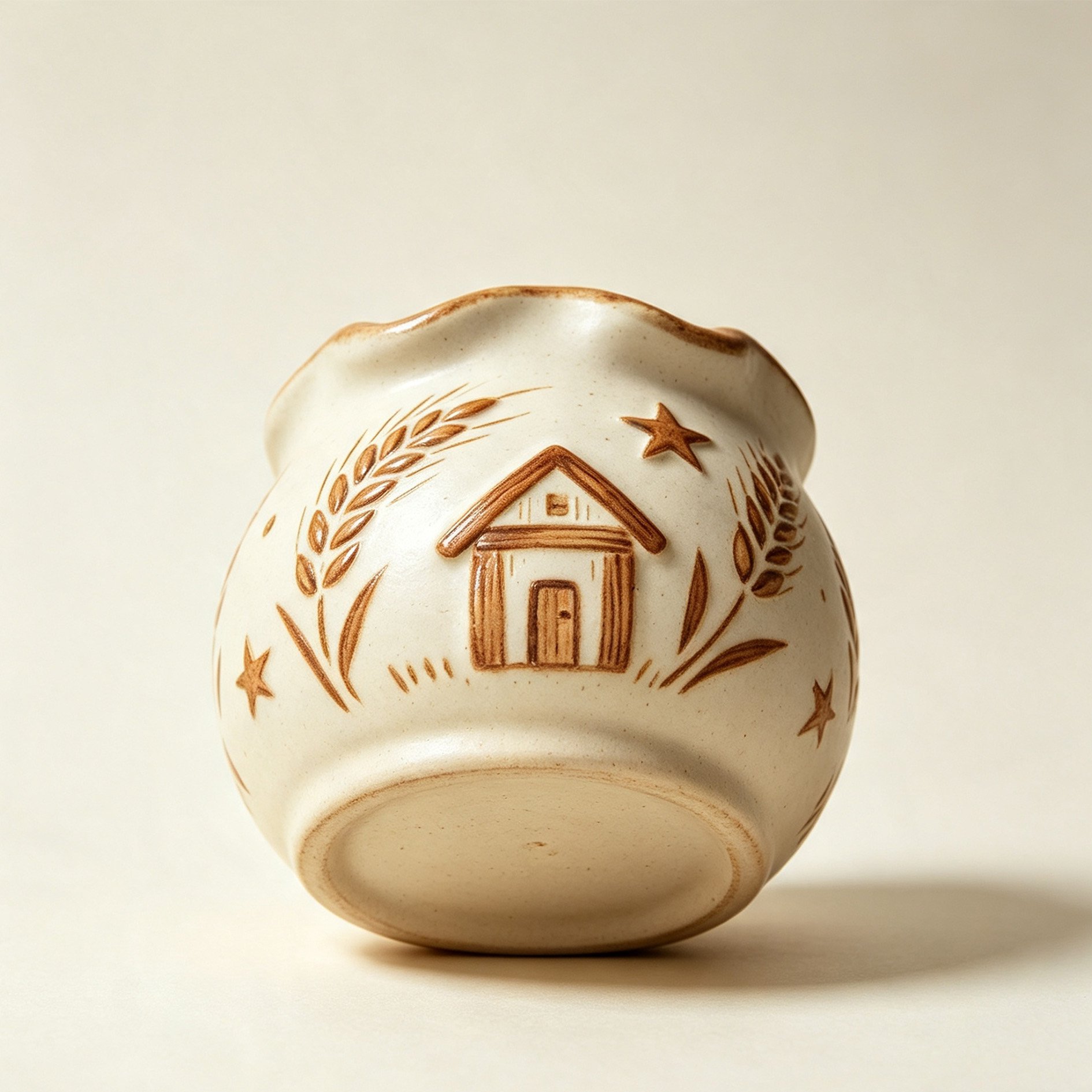 Rural Wheat House Ceramic Jar
