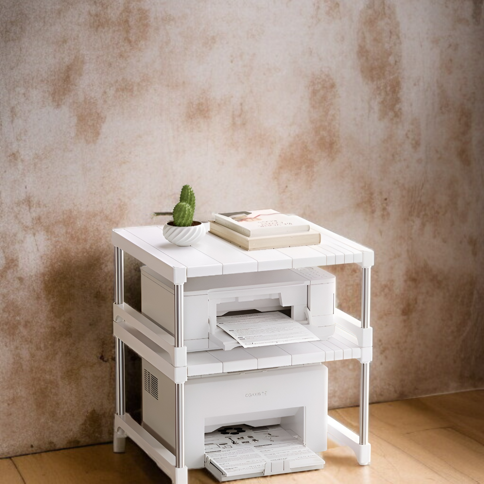プリンターラックデスクトップ格納式コピー機スタンドオフィスデスク階層型小型収納ラック