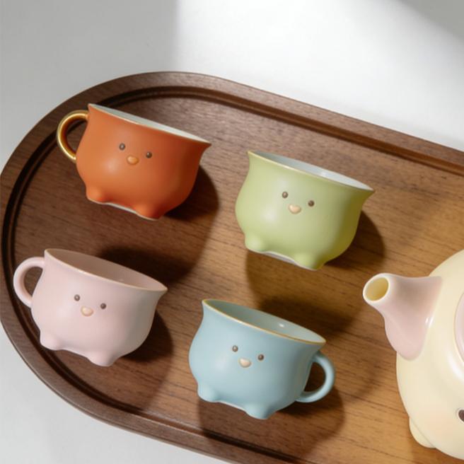 가정용 주전자 컵 차 트레이 조합 세트