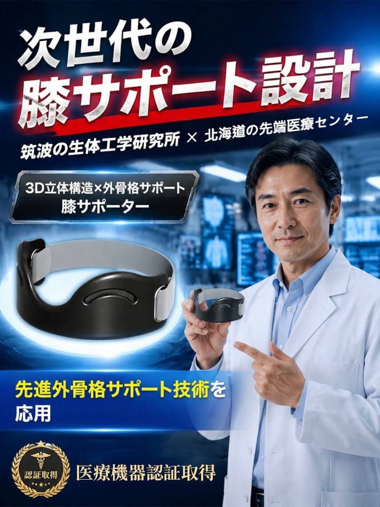 人体工学設計×3D立体サポート膝サポーター