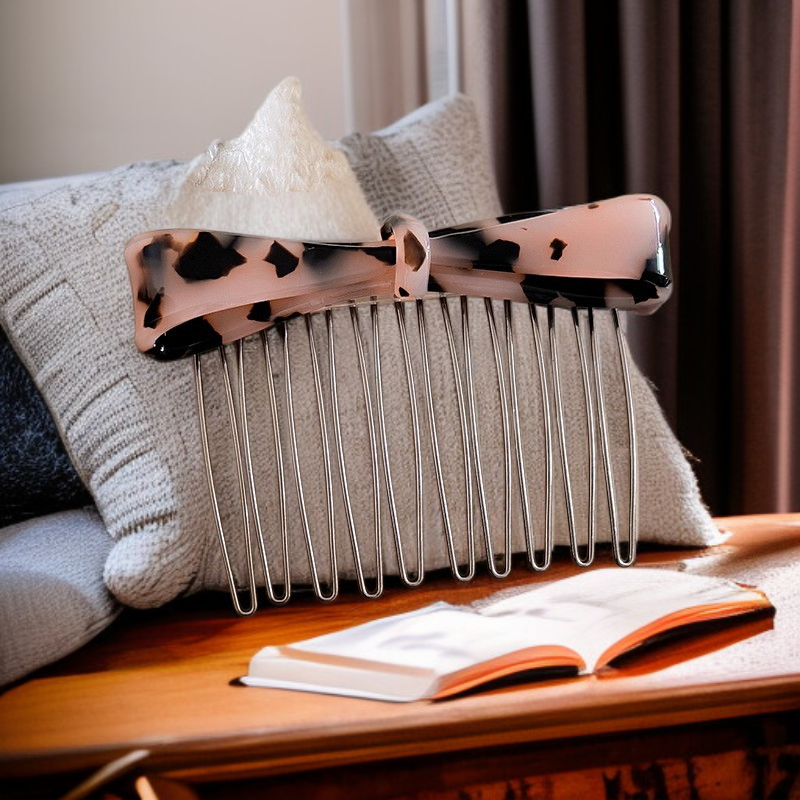 Wsuwka do włosów z wysokim czubkiem, antypoślizgowa, puszysta, z boczną kokardą