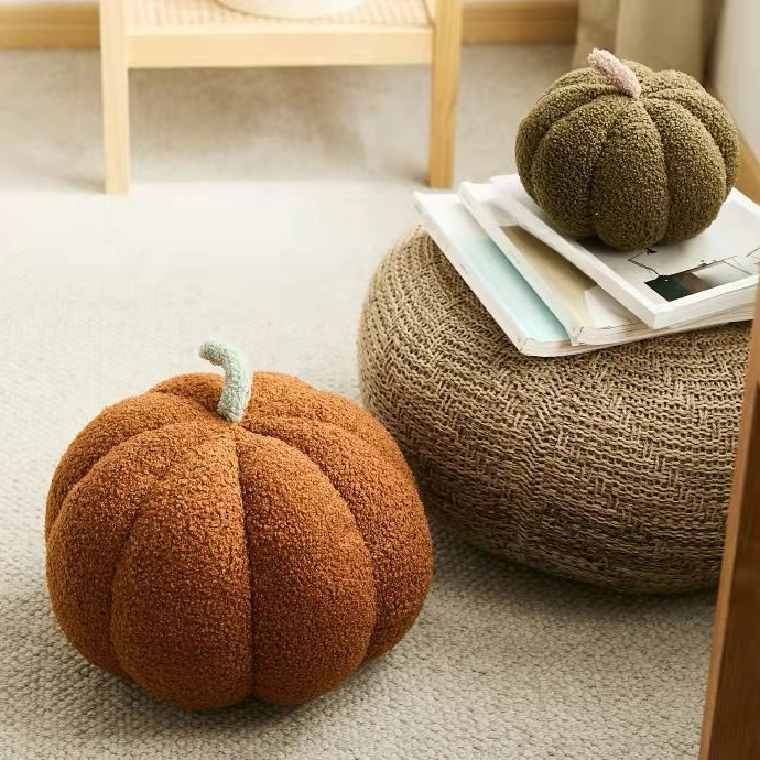 Almohada cojín de peluche en forma de calabaza para decoración del hogar