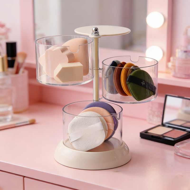 Transparente drehbare Make-up-Aufbewahrung, mehrlagiges staubdichtes Ei-förmiges Regal