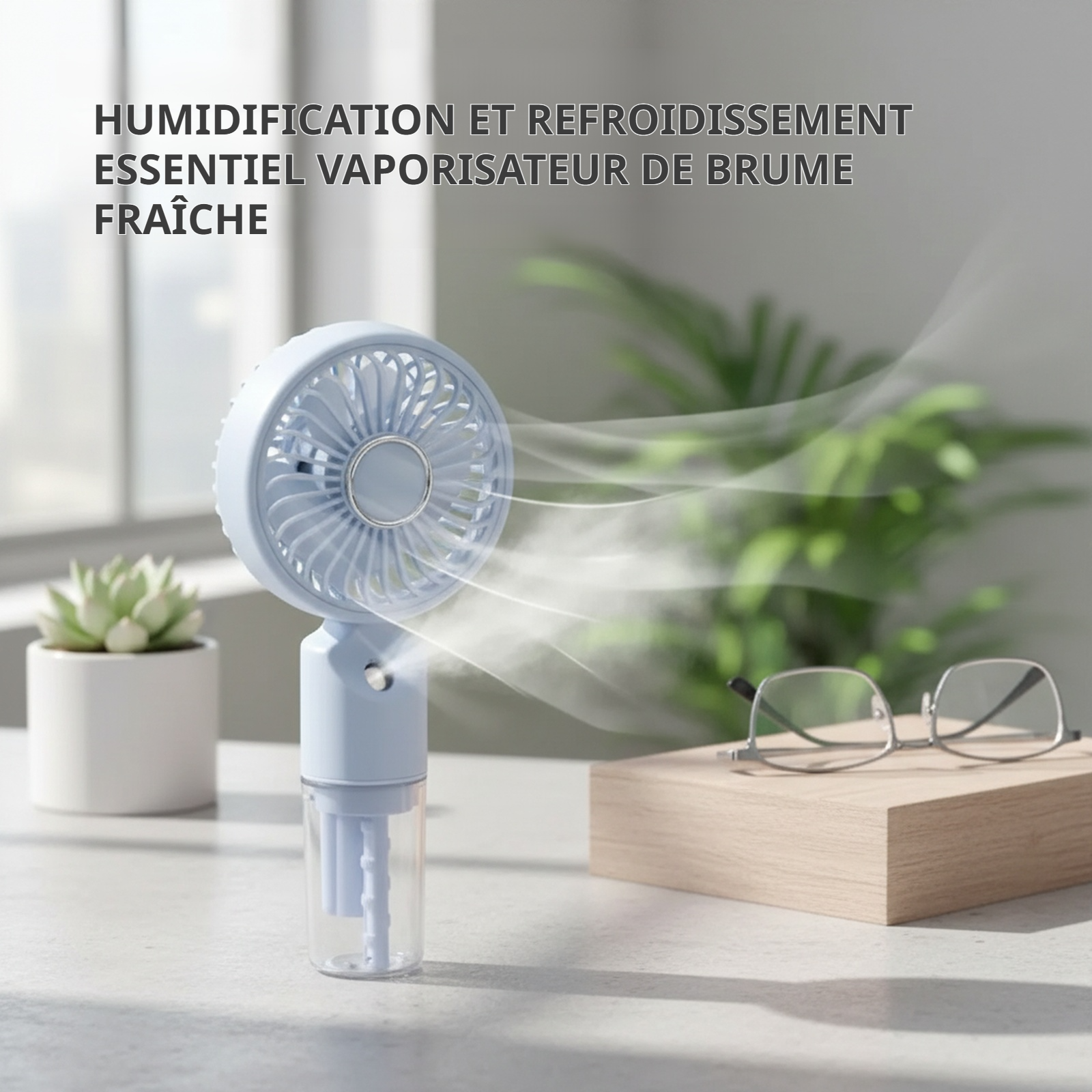 Ventilateur brumisateur portable à main, hydratant pour voyage en plein air