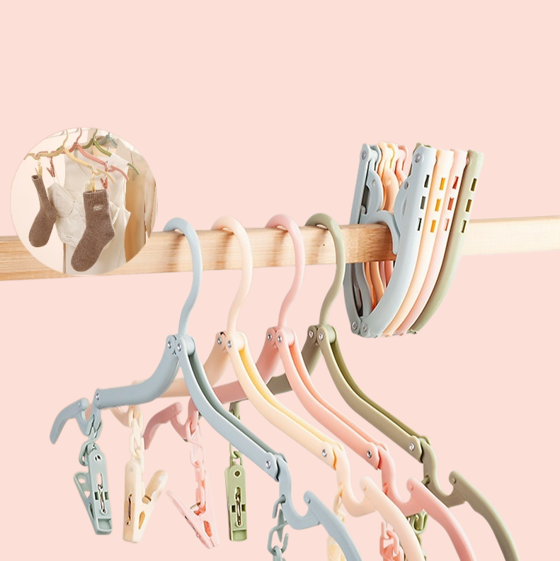 다용도 휴대용 접이식 옷걸이 여행 옷걸이 집게 다용도 건조 옷걸이 양말 수납 옷걸이