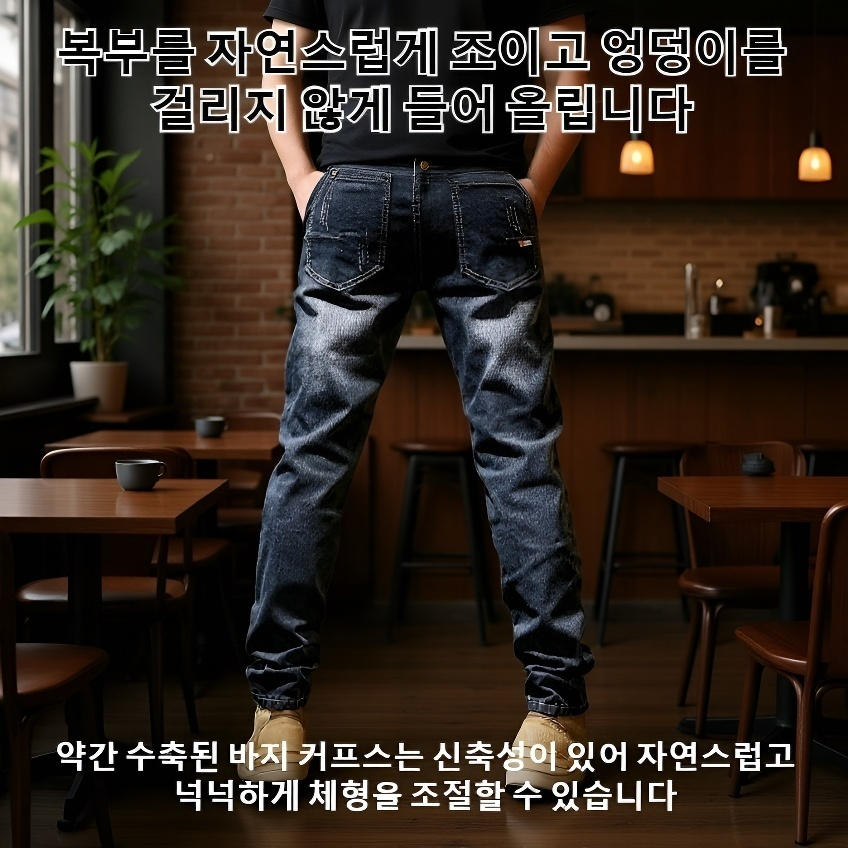 남성용 베이직 신축성 슬림핏 청바지
