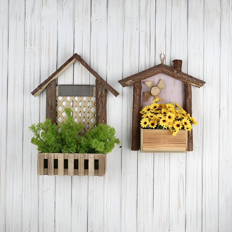 小さな中庭用装飾木製フェイクグリーンプランター