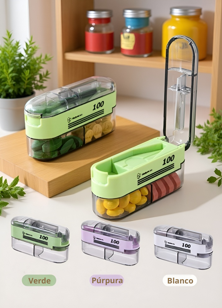 Pastillero compacto ideal para llevar medicamentos