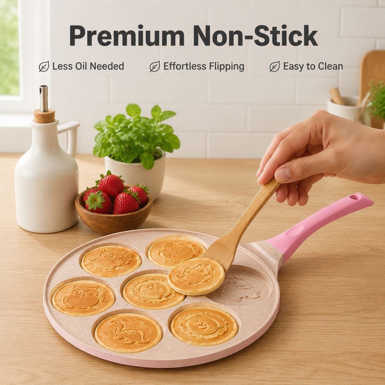 7-Hole Mini Pancake Pan, Easy-Clean Nonstick, Kitchen Bakeware