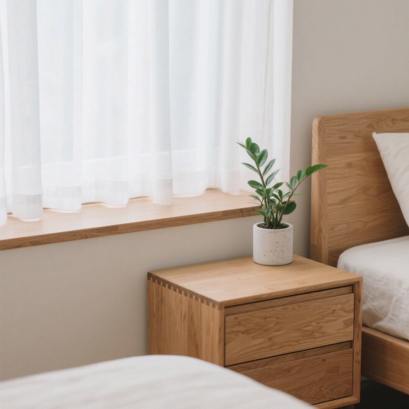 高品質の無垢材のベッドサイドテーブル