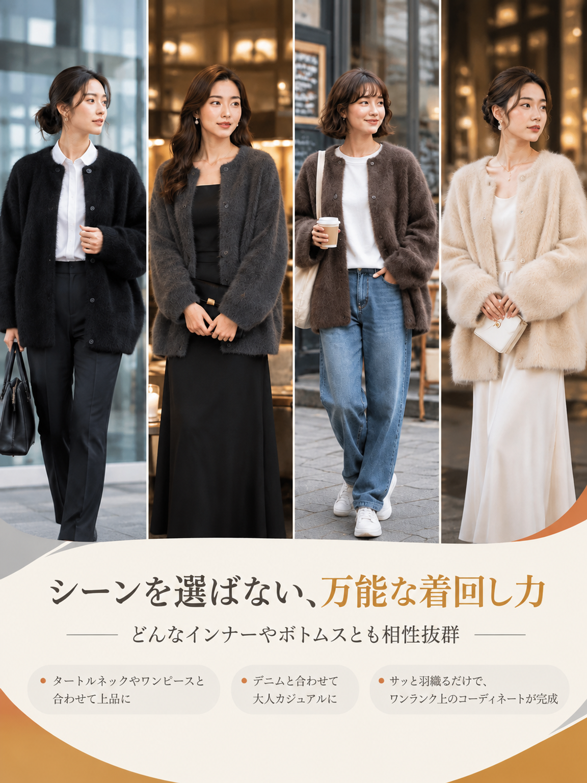 有名キャスター愛用＆紀州高野口の職人監修！港区女子の「極暖・美シルエット」カーディガン