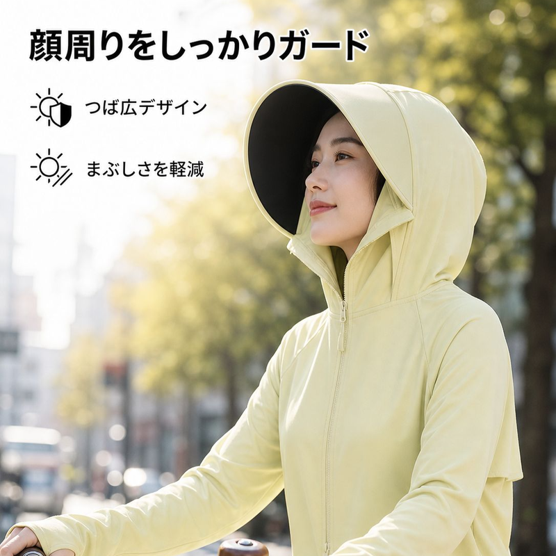 夏用アイスシルクフード付き日焼け止めパーカー
