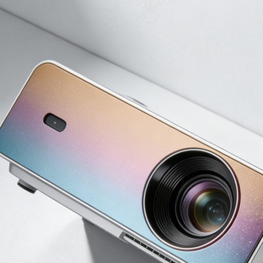 Vista frontal del proyector HD para cine en casa