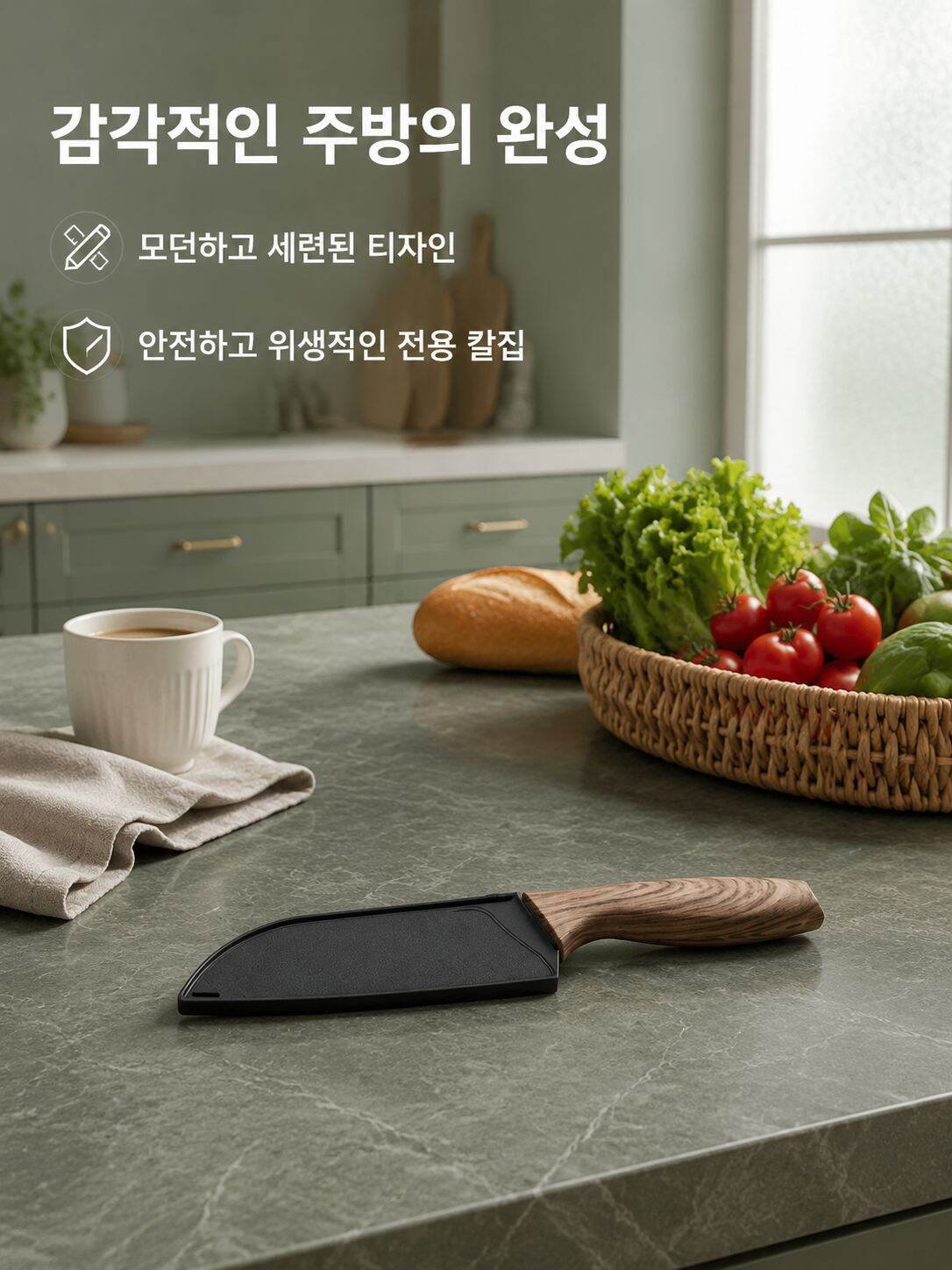 날카롭고 손이 피로하지 않은 칼집이 있는 주방칼