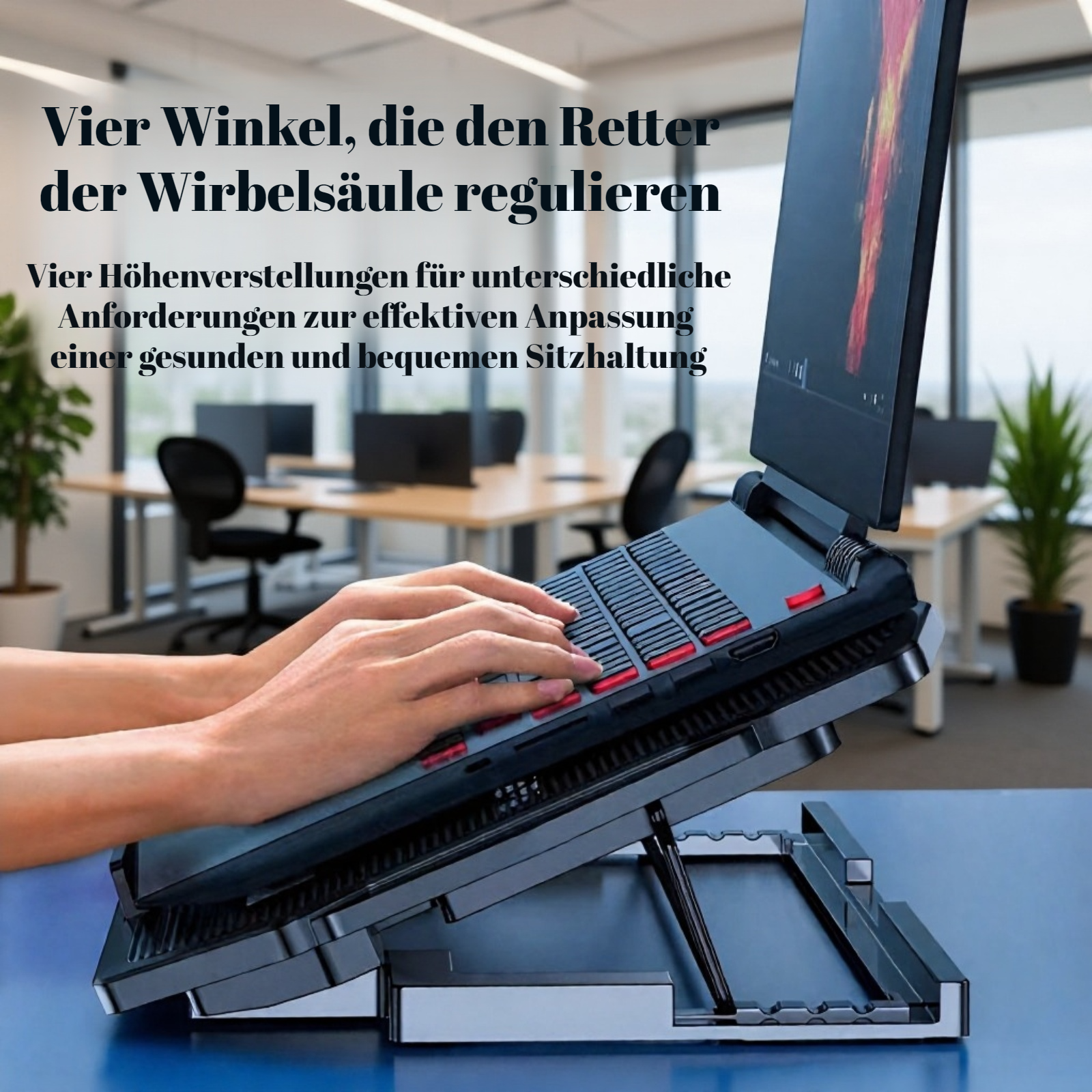 Seitenansicht des Notebook Kühlers mit LED-Beleuchtung