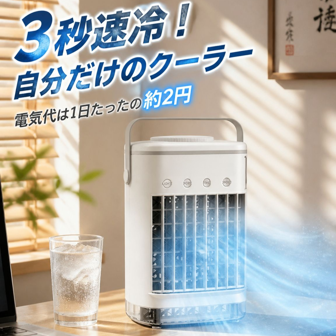 携帯型小型冷風機 USB水冷スプレーファン オフィスデスク用