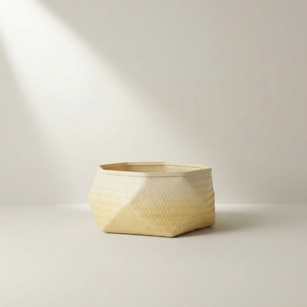 手作り編み収納バスケットの全体画像