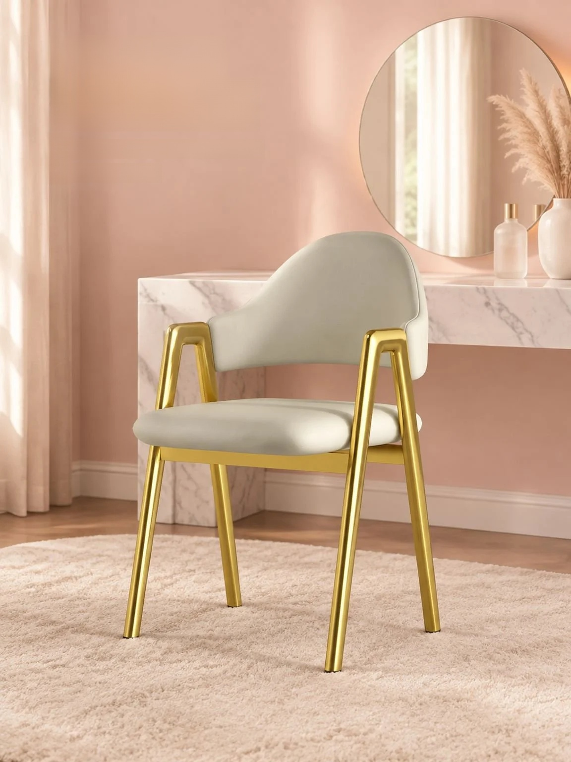 Detailed view of the refined finish on a modern dining chair