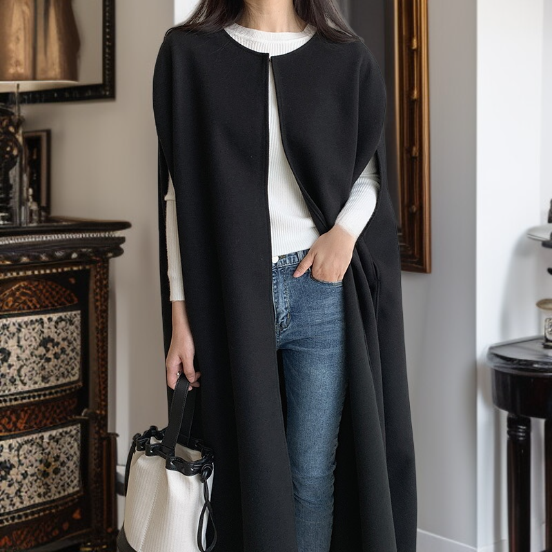 ルーズフィットロングウールコート