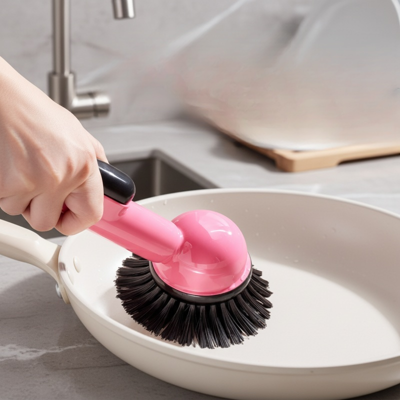긴 손잡이 청소 브러쉬 액체 펌핑 패드 그릇 브러쉬 도파민 무해 청소 브러쉬