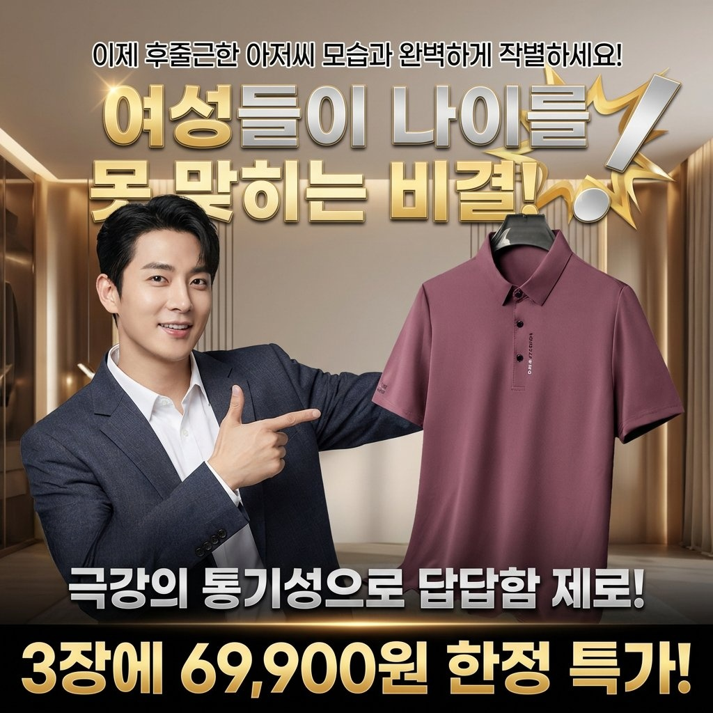 3장 69,900원 특가【빠른 냉각 및 건조】남성 폴로 셔츠