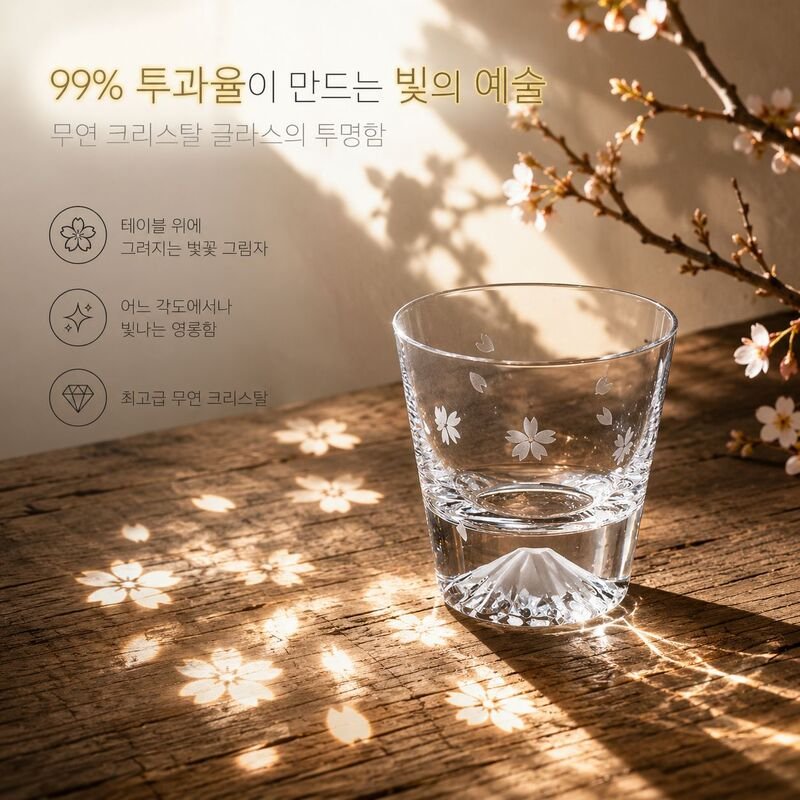 후지산 맥주 유리컵 고급 크리스탈 유리 목상자 선물세트 (투명)