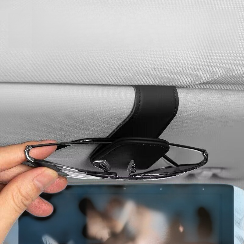  다기능 차량 선글라스 클립 가죽 선바이저 안경 보관함