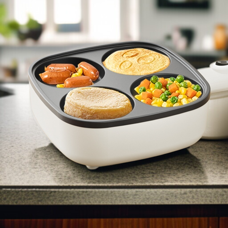 가정용 휴대용 햄버거 냄비 4홀 오믈렛 플러그인 아침식사용 계란후라이 버거기