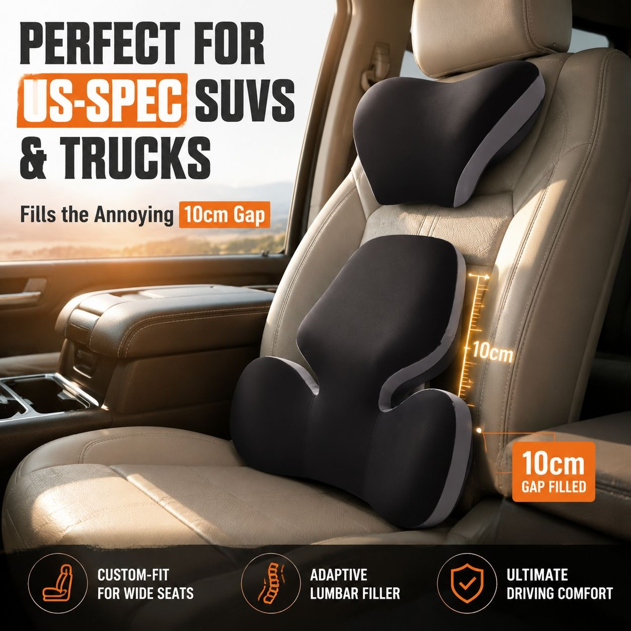 Car Seat Cushion Lumbar Back Support Pillow